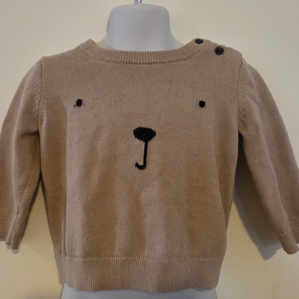 Cute Tan Sweater with Bear Design